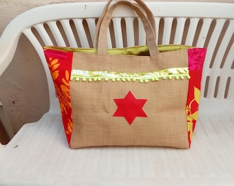 Grand sac de plage toile de jute xxl