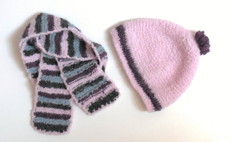 All accessories girl 4 years in ocean green plum pink alpaca wool and black hat and scarf for girl 3 years gift girl hand-made