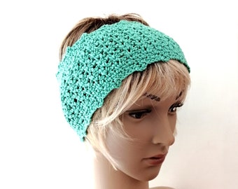 Bandeau féminin, bandeau cheveux femme jeune fille en coton écologique vert, cadeau accessoire bandeau cheveux femme adolescente fait main