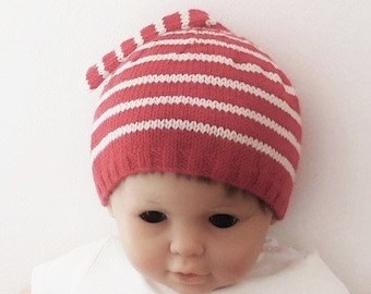 Bonnet bébé, bonnet bébé 6 mois à 9 mois demi-saison en coton et laine mérinos, cadeau bébé, accessoire bébé, chapeau bébé fait main