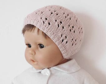 Cappello da bambina, cappello da bambina 12 - 18 mesi in cotone biologico rosa, regalo bambina 12 - 18 mesi, accessorio cappello da bambina fatto a mano