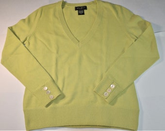 Vintage Eddie Bauer Cotton Angora Blend  Lime colored Long-sleeved Top