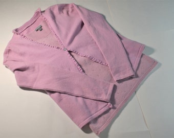 Vintage Ann Taylor Cashmere Twinset: Rosy Pink Beaded Cardigan Set