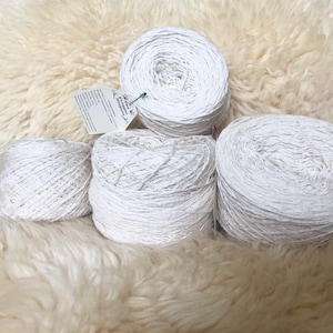 Silk/Angora/Acrylic/Nylon blend - White Reclaimed Sport-Sock weight Yarn