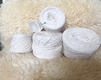 Silk/Angora/Acrylic/Nylon blend - White Reclaimed Sport-Sock weight Yarn