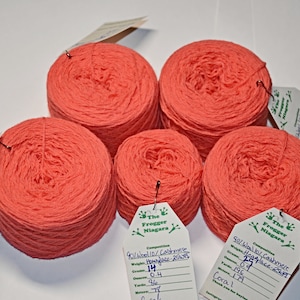 Wool/Cashmere Blend - Coral Red/Pink/Orange Heavy Lace Weight Reclaimed Yarn