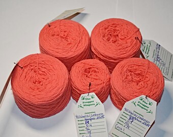 Wool/Cashmere Blend - Coral Red/Pink/Orange Heavy Lace Weight Reclaimed Yarn