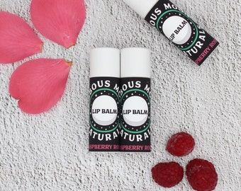 Organic Lip Balm - Raspberry & Rose Unisex Flavor Moisturizing All Natural .3oz