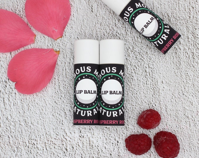 Featured listing image: Organic Lip Balm - Raspberry & Rose Unisex Flavor Moisturizing All Natural .3oz