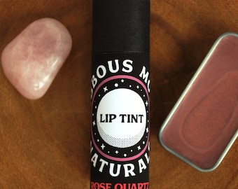 All Natural Rose Quartz Lip Tint - Warm Mauve Shimmer - Crystal Visions Collection