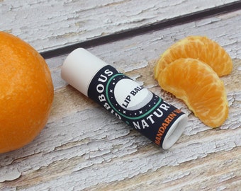 Organic Lip Balm - Mandarin & Vanilla Unisex Flavor Moisturizing All Natural .3oz