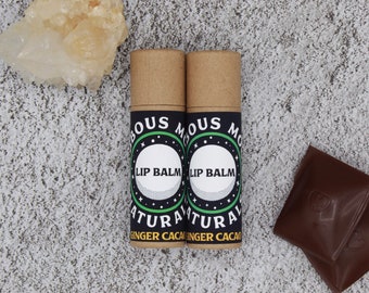 Organic Lip Balm - Ginger Cacao Unisex Flavor Moisturizing All Natural .3 oz