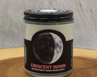 CRESCENT MOON Soy Candle 9oz Grapefruit, Rose, Bergamot (Free US Shipping)