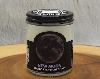 NEW MOON Soy Candle 9oz Rooibos Tea and Lychee Fruit (Free US Shipping)