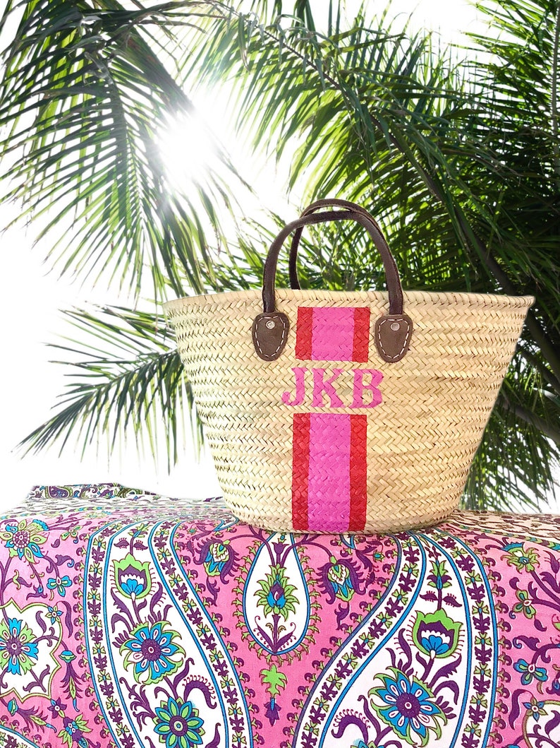 monogrammed straw tote