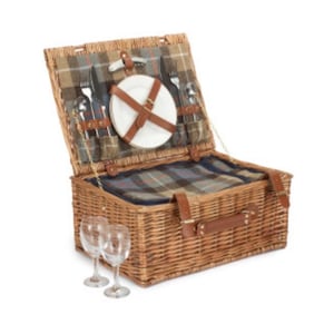 Dark Wicker 2 x Person Personalised Picnic Hamper, Custom Pinic Basket, New Home Gift, Wedding Hamper, Couples Gift