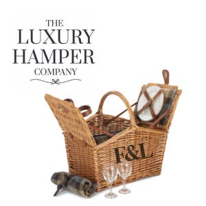 Traditional 2 x Person Personalised Picnic Hamper, Custom Pinic Basket, New Home Gift, Wedding Hamper, Couples Gift
