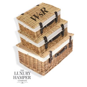 Natural Wicker Personalised Gift Hamper, Custom Pinic Basket, New Home Gift, Wedding Hamper, Couples Gift
