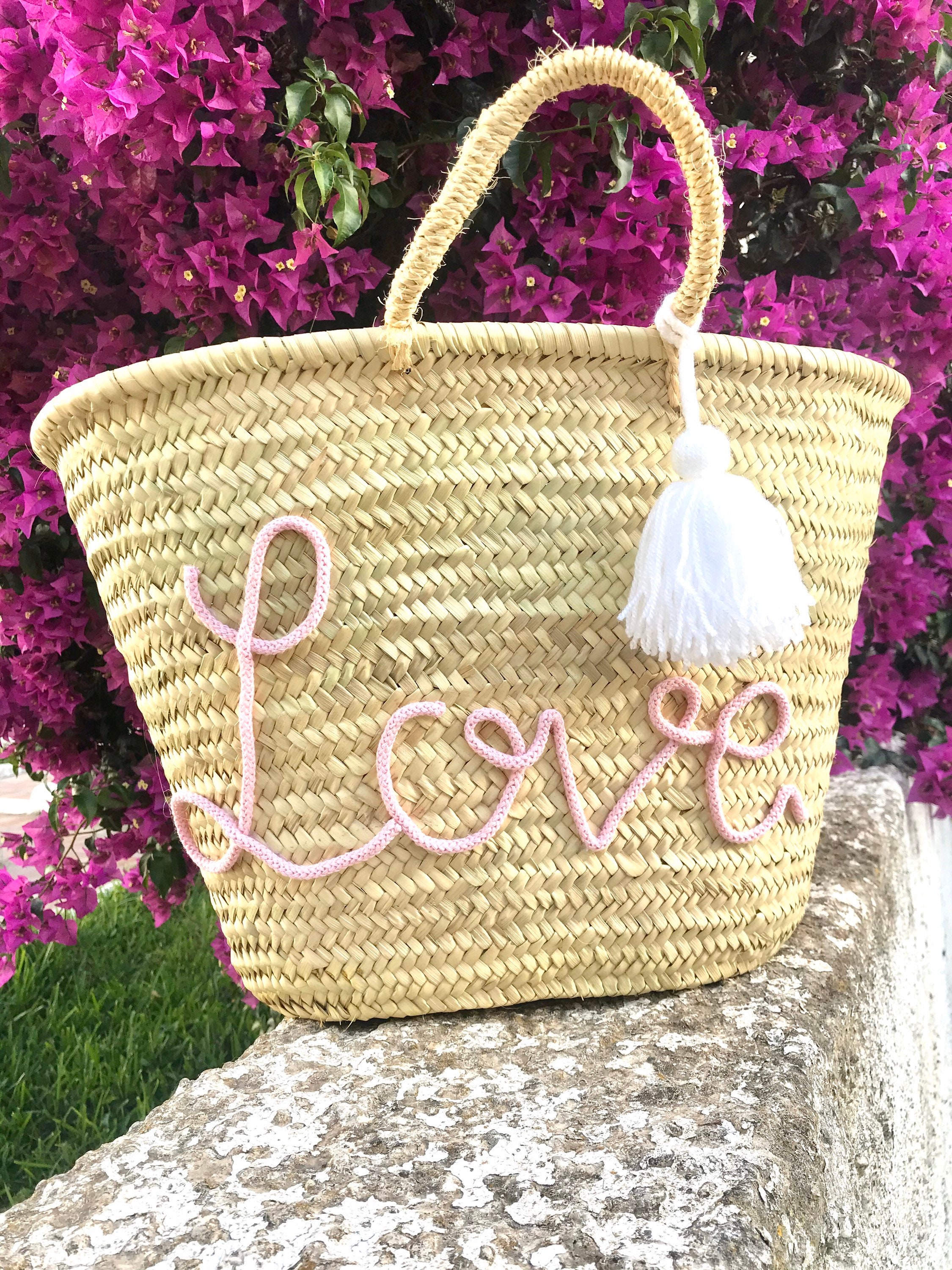 Personalized Embroidered Straw Bag Baby Shower Baskets | Etsy