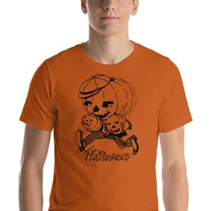 Koszulka z krótkim rękawem unisex w stylu vintage na Halloween z motywem Jacka 'O Lantern Pumpkin Man