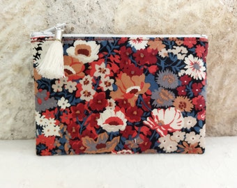 Petite pochette en Liberty Thorpe fermeture éclair zip - Porte-monnaie Porte-cartes mini-pochette à bijoux, écouteurs... Idée cadeau