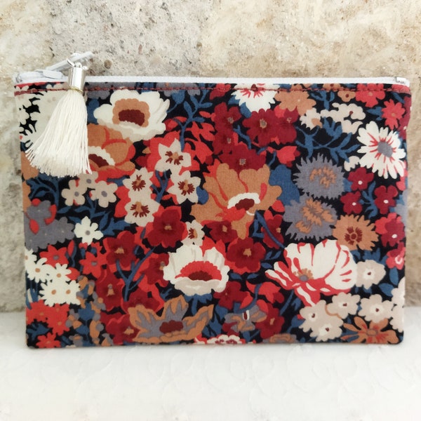 Petite pochette en Liberty Thorpe fermeture éclair zip - Porte-monnaie Porte-cartes mini-pochette à bijoux, écouteurs... Idée cadeau