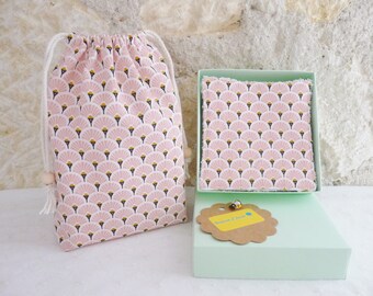 Washable wipes + pouch Golden pineapples Pink fans Golden stars makeup remover or baby, bamboo sponge OEKO-TEX - Gift idea