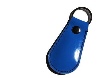 Blue Keychain Leather Keychain Gift Idea Personalized Key fob Leather Keyring