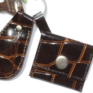 Llavero billetera de cuero marrón pequeño, billetera de cuero pequeña, billetera minimalista, billetera delgada, billetera linda, billetera pequeña para mujer, billetera compacta, viaje