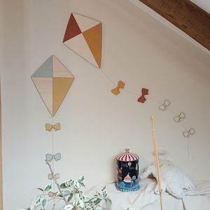 Baby room wall decoration, customizable wooden kite, child birth gift idea