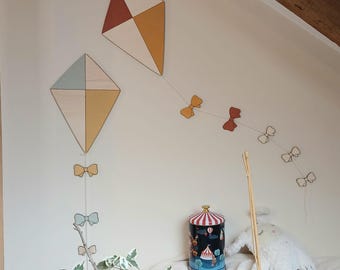 Baby room wall decoration, customizable wooden kite, baby shower gift idea