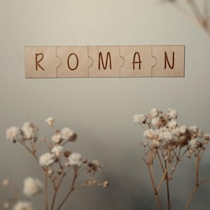Rompecabezas de madera con nombre, letrero decorativo con palabras para el hogar, inscripción personalizable, alfabeto Montessori, scrabble de madera, crucigrama