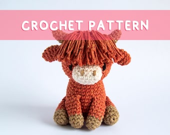 Lemon Yarn Creations | CROCHET PATTERN Highland Cow | Amigurumi Animal, Farm, Bull, Scotland, Diy