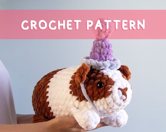 Lemon Yarn Creations | CROCHET PATTERN Party Guinea Pig | Amigurumi pet, Celebration, Soft, Chunky, Chenille, Diy