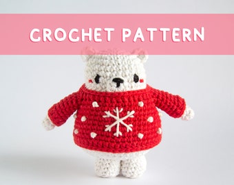 Lemon Yarn Creations | CROCHET PATTERN Winter Bear | Amigurumi Animal, Polar, Christmas, Sweater, Diy