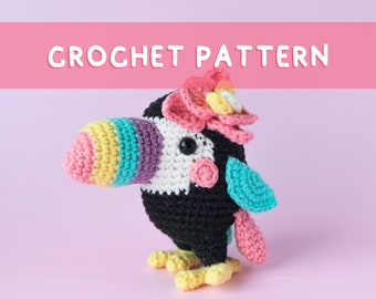 Lemon Yarn Creations | CROCHET PATTERN Callie the Toucan | Amigurumi animal, Flower, Orchid, Tropical, Bird, Fauna, Flora, Diy