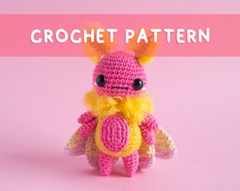 Lemon Yarn Creations | CROCHET PATTERN Rosy Maple Moth | Amigurumi bug, Insect, Whimsical, Diy