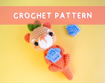 Lemon Yarn Creations | CROCHET PATTERN Peach Sea Otter | Amigurumi animal, Tropical, Fruit, Seashell, Diy