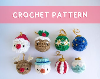 Lemon Yarn Creations | CROCHET PATTERN Christmas Baubles | Amigurumi decorations, Santa, Reindeer, Gingerbread, Snowman, Tree ornament, Diy