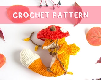 Lemon Yarn Creations | CROCHET PATTERN Maple the Red Fox | Amigurumi animal, Wildlife, Seasonal, Autumn, Fall, Mushroom, Diy