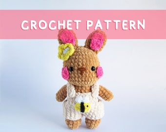 Lemon Yarn Creations | CROCHET PATTERN Honey Bunny | Amigurumi rabbit, Spring, Flower, Bee, Soft, Chunky, Chenille, Diy