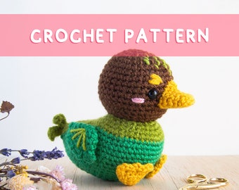 Lemon Yarn Creations | CROCHET PATTERN Avocado Duck | Amigurumi animal, Tropical, Fruit, Bird, Diy