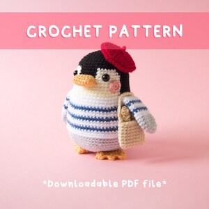Lemon Yarn Creations | CROCHET PATTERN Pierre the Penguin | Amigurumi bird, French, Beret, Bread, Baguette, Diy
