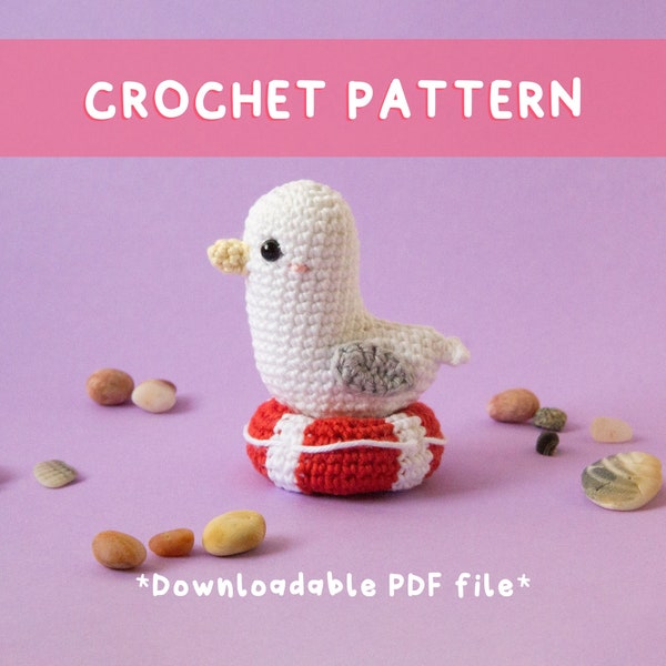 Créations au fil de citron | MOTIF AU CROCHET Mouette d'été | Amigurumi, Saison, Plage, Objet flottant, Bricolage