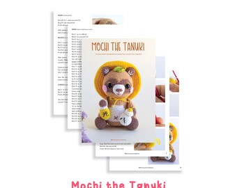 Lemon Yarn Creations CROCHET PATTERN Mochi the Tanuki Amigurumi animal,  Japanese Raccoon Dog, Yokai Spirit, Magical, Fantasy, Diy