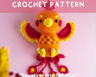 Lemon Yarn Creations | CROCHET PATTERN Ember the Phoenix | Amigurumi creature, Fantasy, Mythical, Magical, Bird, Fire, Mythology