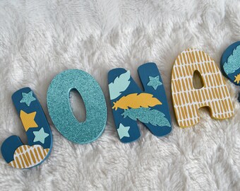 Wooden first name, wooden letters, child first names, child room, wooden child decoration, boy first name, birth gift (to order)