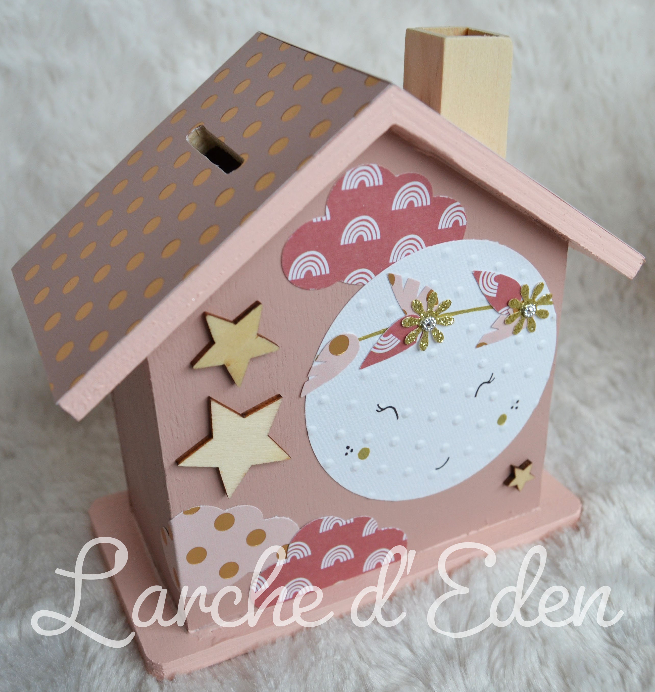 Tirelire Maison, Tirelire en Bois, Enfant, Décoration Cadeau Naissance | sur Commande