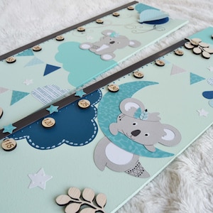 Medidor de altura infantil, medidor de altura de madera, decoración infantil, decoración de koala, regalo de nacimiento (bajo pedido)