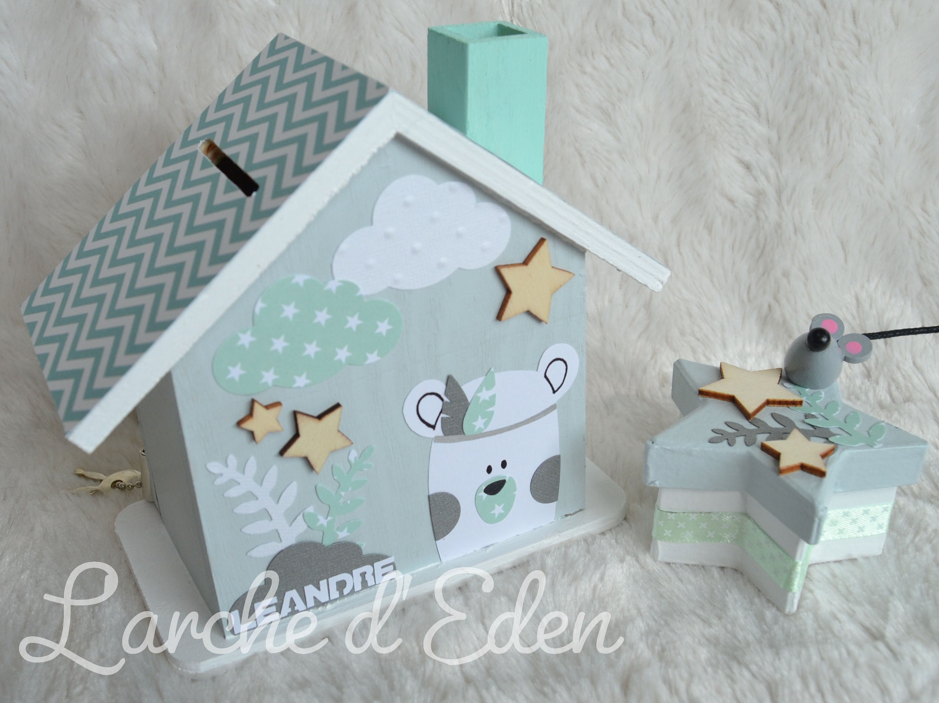 Tirelire Maison, Tirelire en Bois, Enfant, Décoration Cadeau Naissance | sur Commande